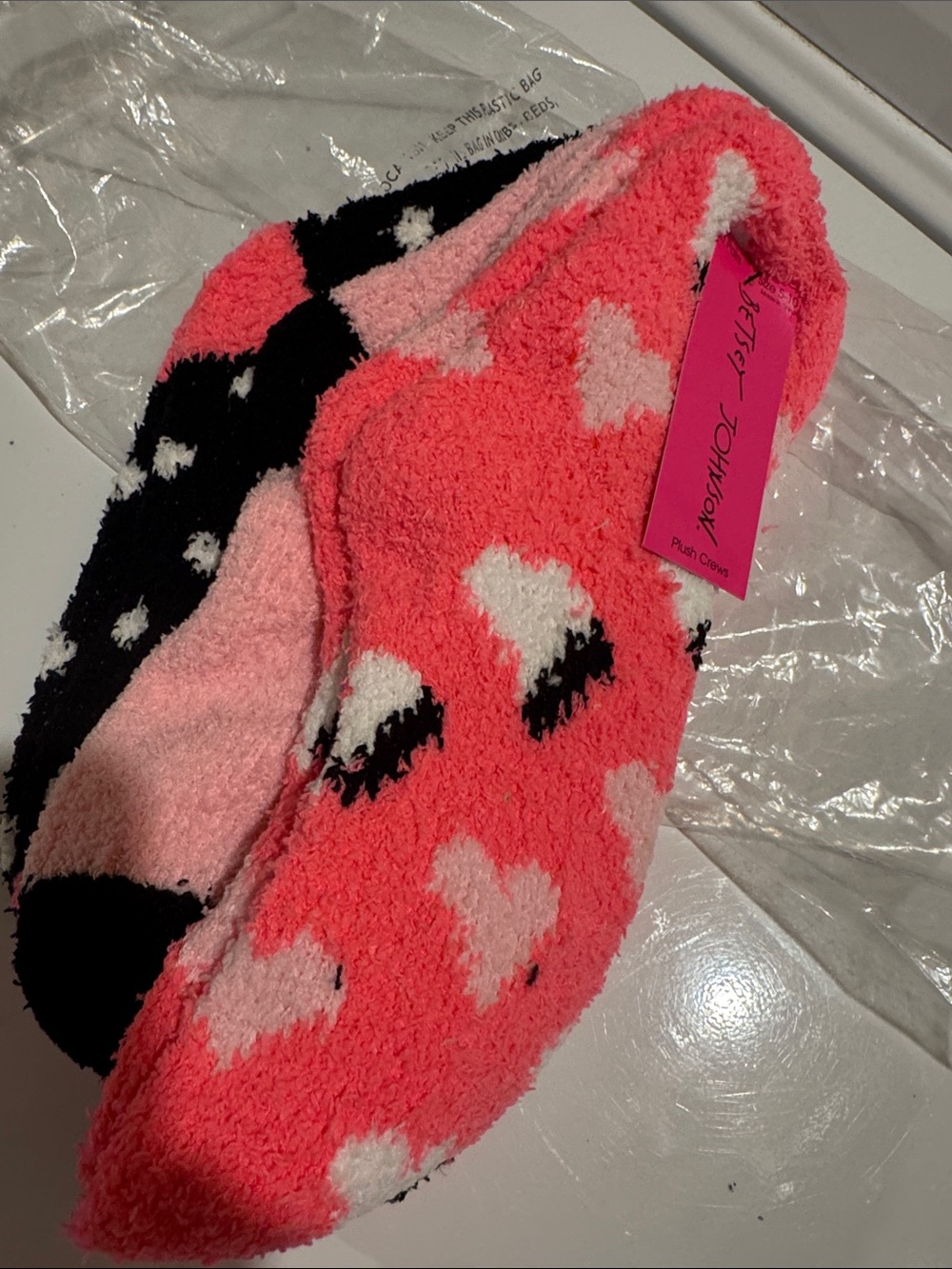 Betsey Johnson women's 3 pack new Cozy Pink leopard Slipper Socks